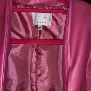 Pink faux leather blazer